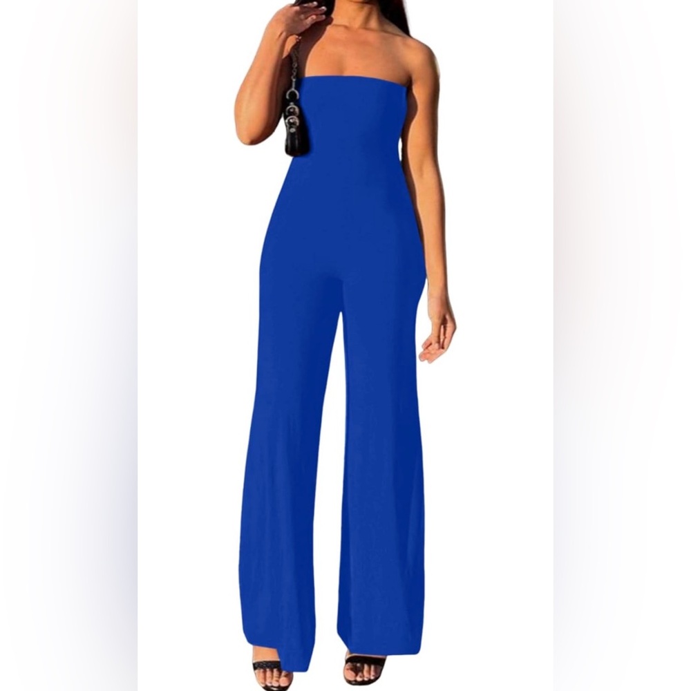 Women's Royal Blue Wide-Leg Jumpsuit